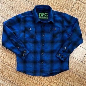 DIXXON Blue Casual Button Down Shirt with Plaid Pattern